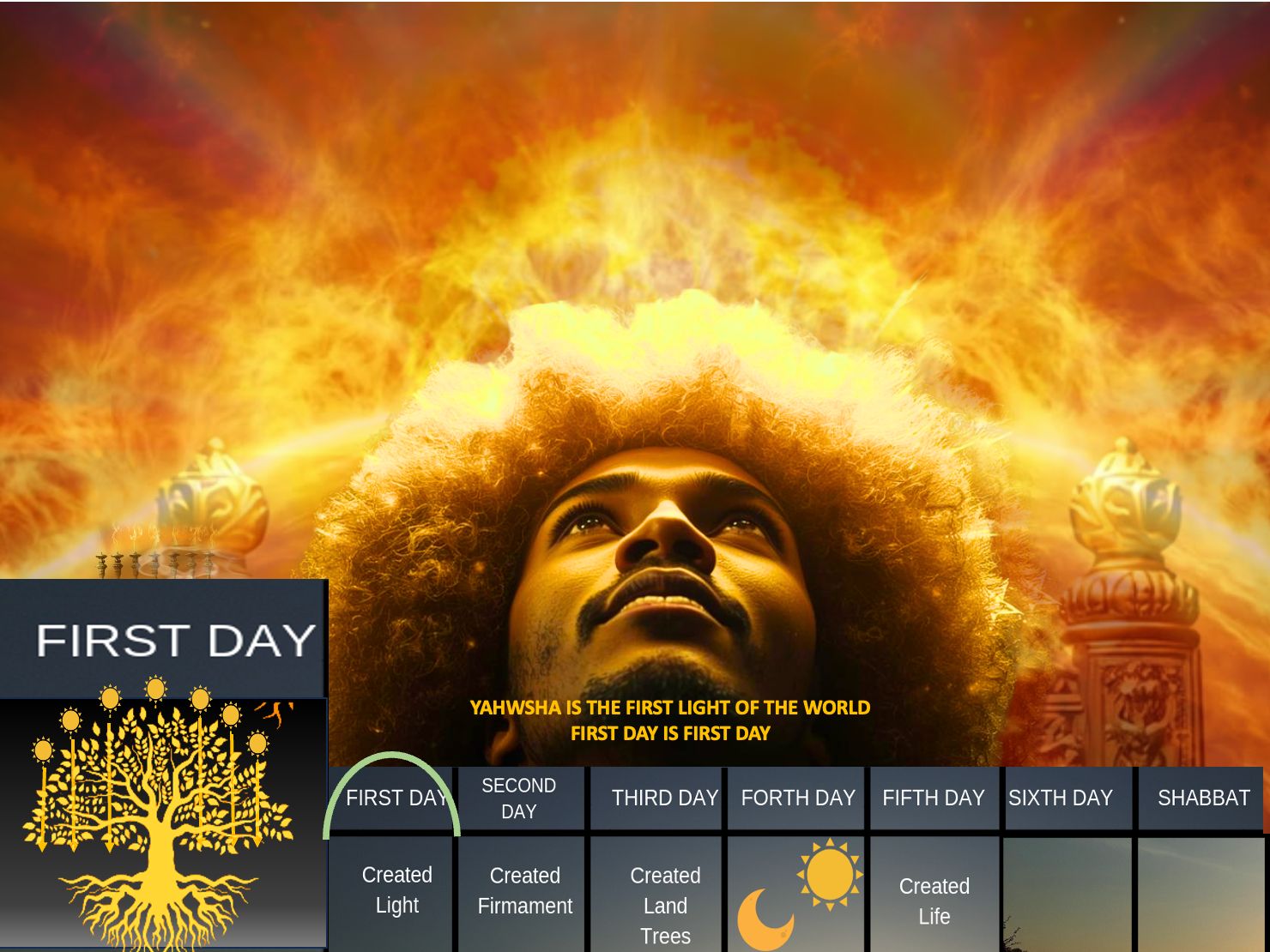 Enochian Zadok Calendar, First Day — Yahwsha is the first light of the world, First Day is First Day